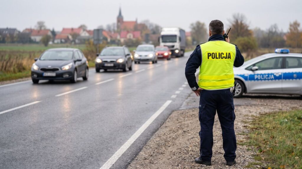 Kierowca bez prawa jazdy zatrzymany za wyprzedzanie na podwójnej ciągłej